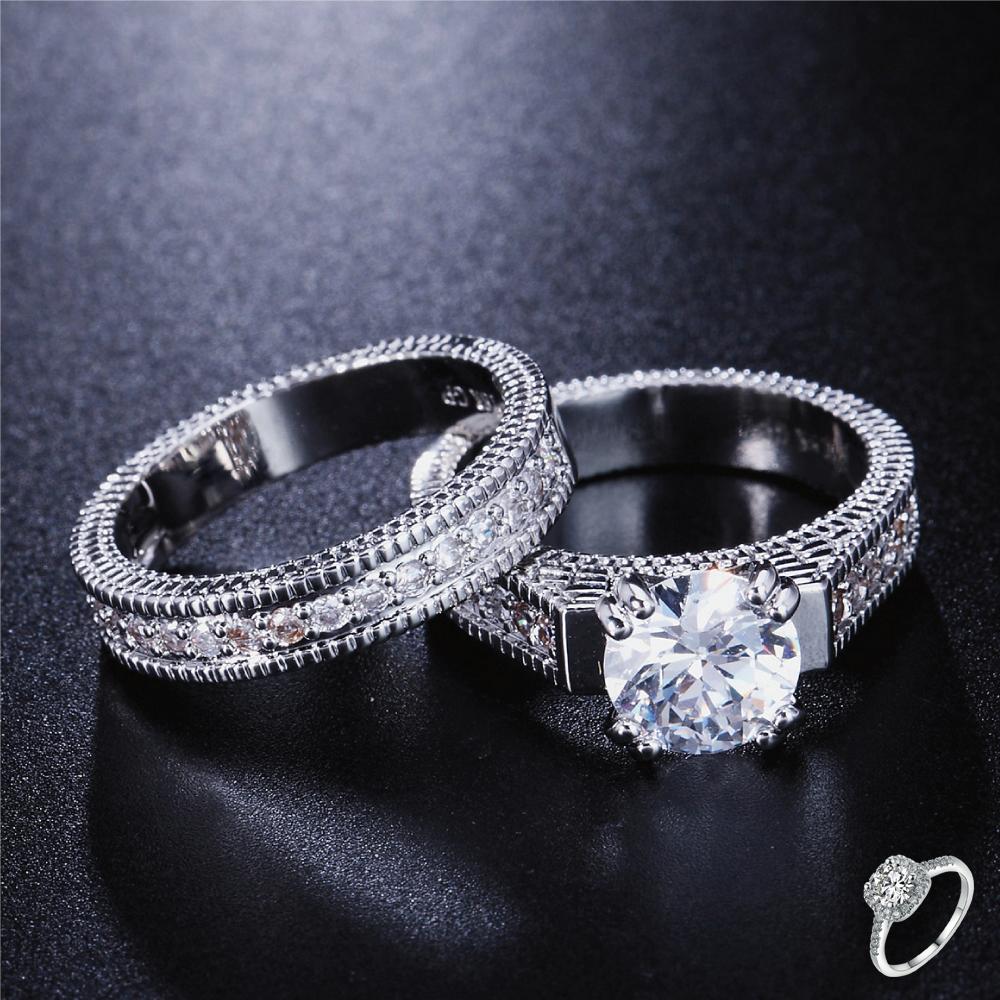 Wedding Rings For Women Classic AAA+ Cubic Zirconia Silver Couples Lovers Finger Ring Jewelry DWR606