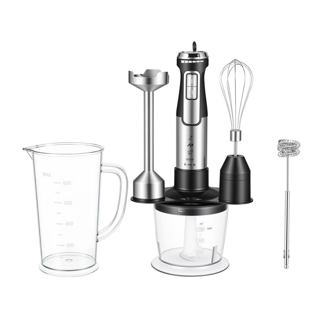 5-in-1 Handheld Electric Blender: 1600W Multi-Functional Food Processor & Baby Food Maker with Egg Beater