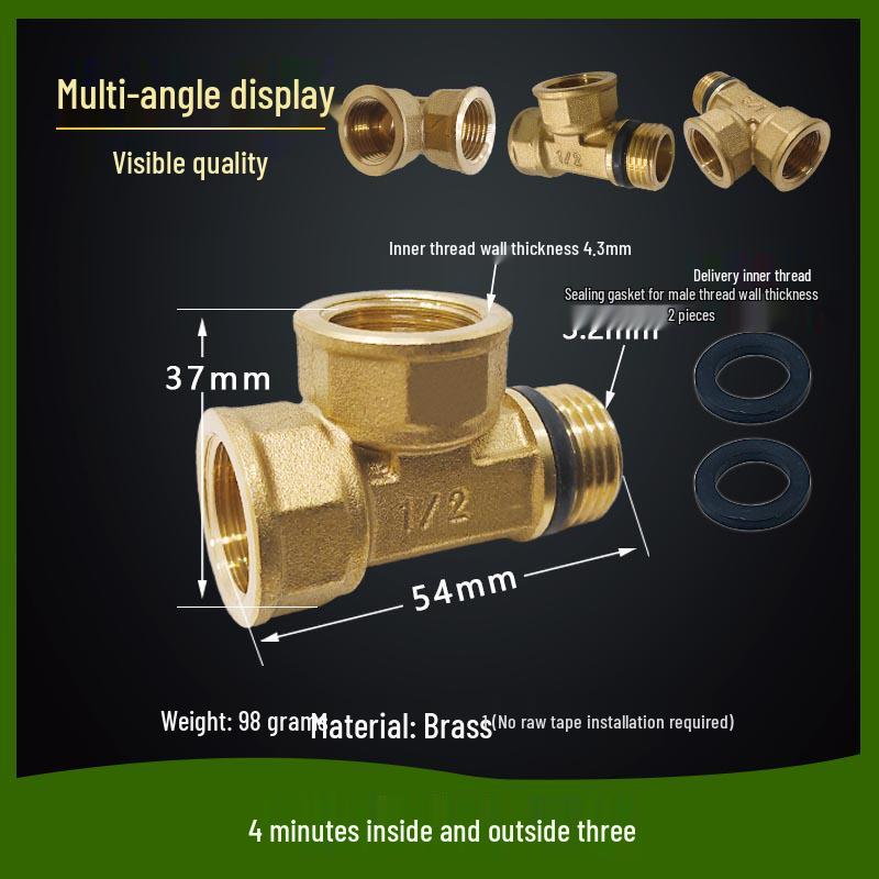 Copper Union with Inner/Outer Threads, Double Inner Thread Water Heater Connector Tee/Elbow Nipple, 46mm & 1" Thread, Different Diameters.