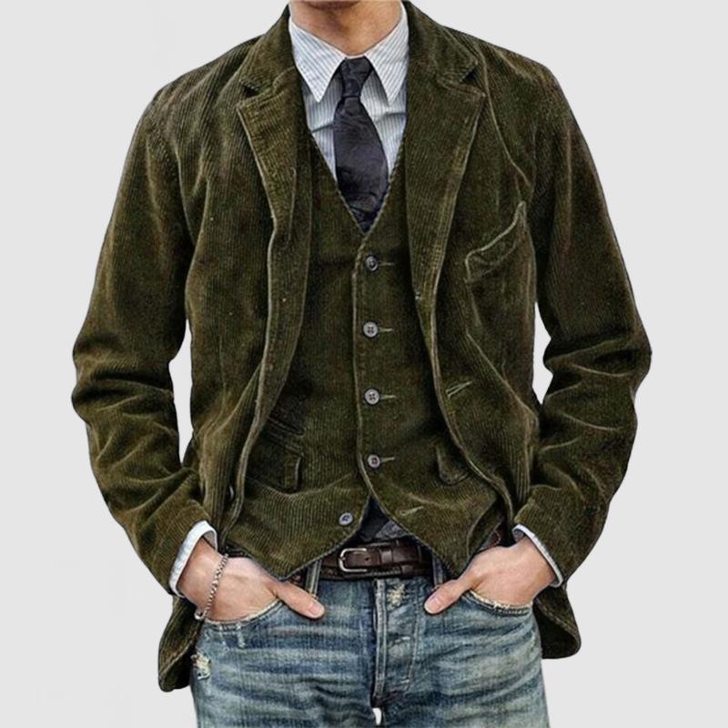 European And American Style Men's Suit Jacket Corduroy Casual Urban Commuter Simple Solid Color Vest Jacket