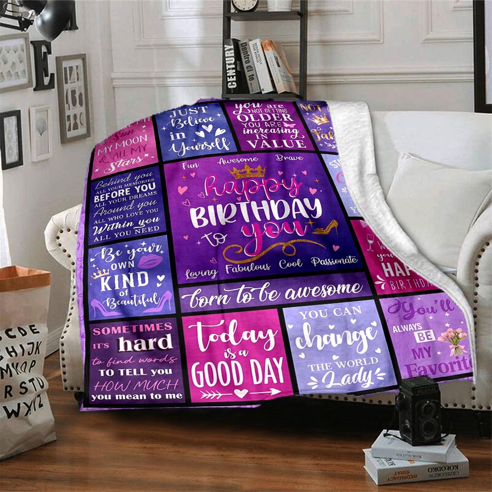 Happy Birthday Celebration Multi-purpose Blanket Comfortable ure Suitable for Sofa Couch Office Bed Seasons Universal Warmthful Friends Y32