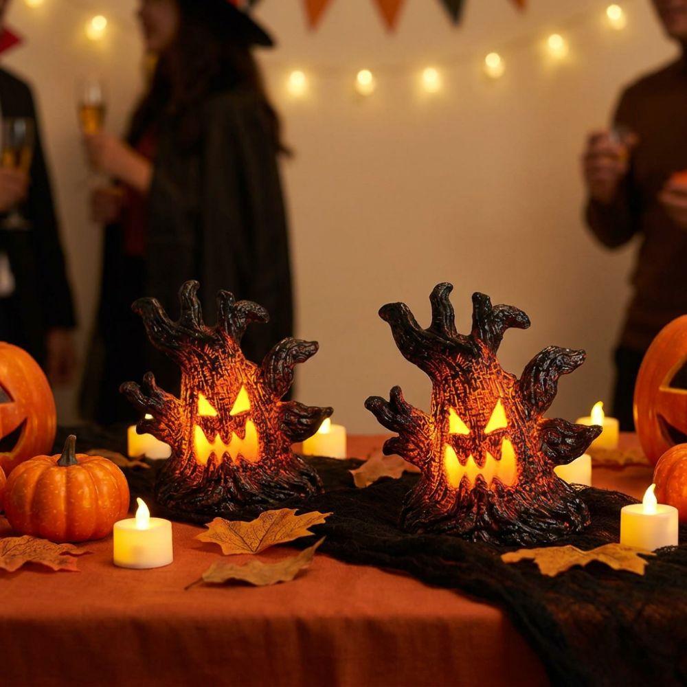 Glow Effect Scary Tree Stump Lamp Mini Tree Stump LED Ghost Decor Lights Window Holiday