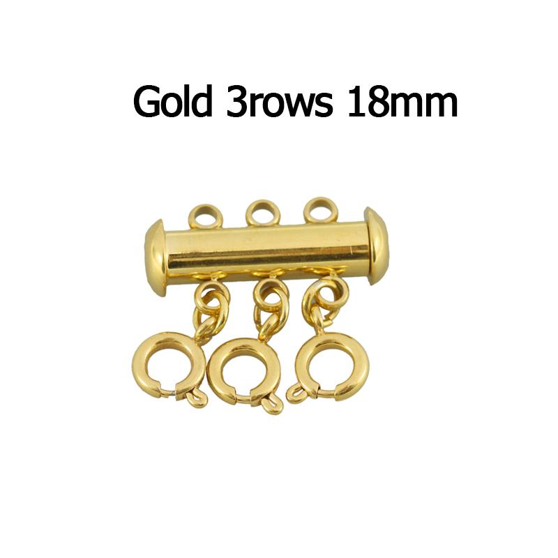 LOULEUR Stainless Steel Spring Buckle Lobster Clasps Connectors Slide Tube Lock Spacer Clasp Multi Strands Magnetic wholesale