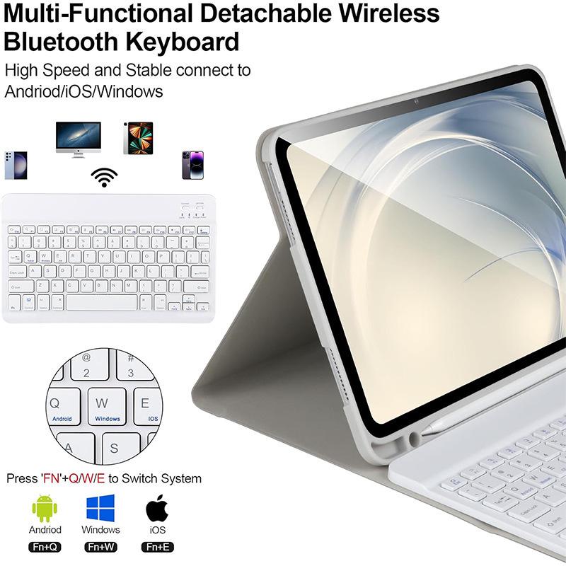 iPad A16 Bluetooth Keyboard Protective Case with Magnetic Detachable Pen Slot for 10th/11th Gen Tablets