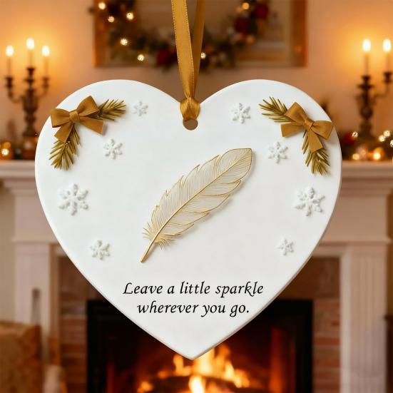 Heartfelt Inspirations Christmas Ornament Shell Reindeer Dragonfly Paw Feather Tulip Xmas Tree Hanging Heart Shape Decoration Holiday Party Pendant