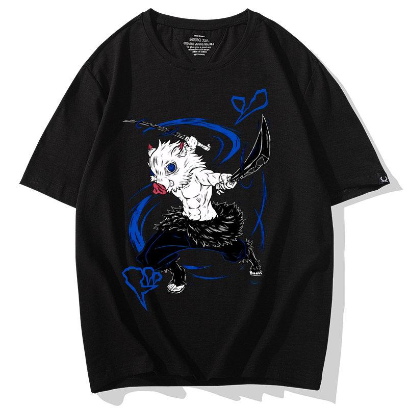 

ZX Easy Talking Tshirt Piggy Rush Summer Anime Peripheral Clothes Japanese Anime Ghost Killing Blade Half Sleeve 3XL