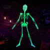 Glow Skeleton for Window Halloween Decor, 90cm-1.5m Fluorescent Fake Skull Prop Hanging Ghost Decorations Haunted House, Articulated Plastic Bar Party