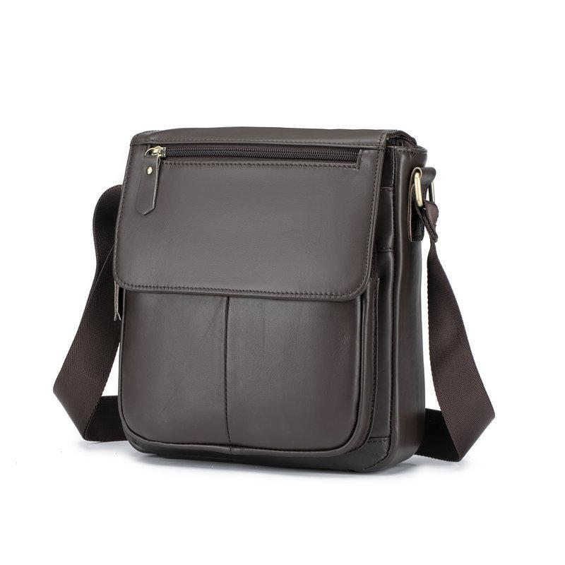 2026 Top Grain Leather Vintage Flap Over Crossbody Bag, Men Genuine Leather Daily Commute Single Shoulder Bag