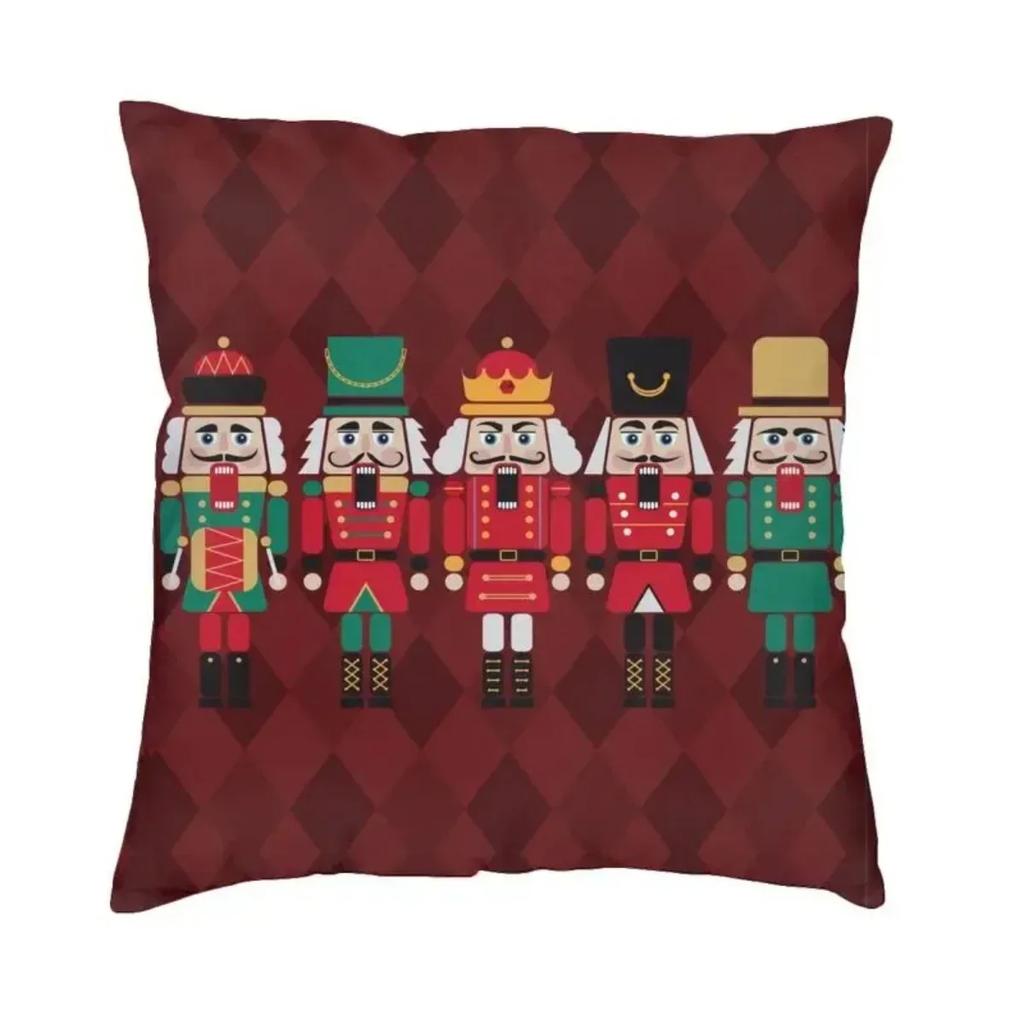 Nutcracker Soldier Toy Christmas Gift Cushion Cover Sofa Home Decorative Square Pillow Case 45x45cm