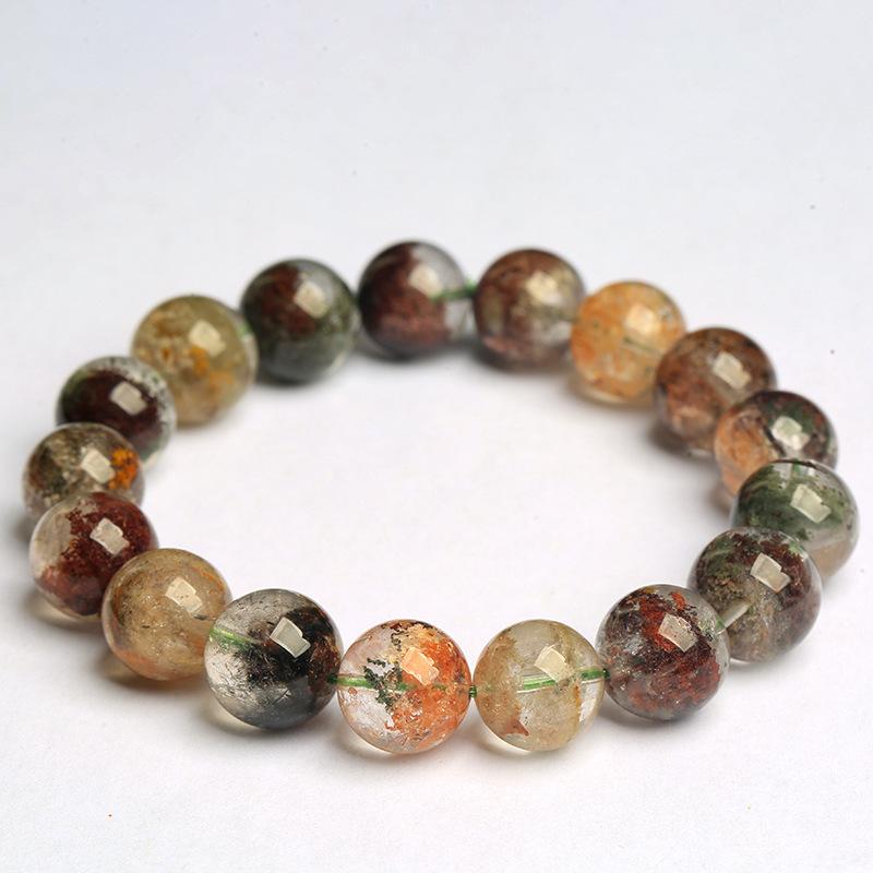 Hongchu Crystal Natural Old Mine Four Seasons Phantom Round Bead Bracelet Colorful Phantom Old Mine Bracelet