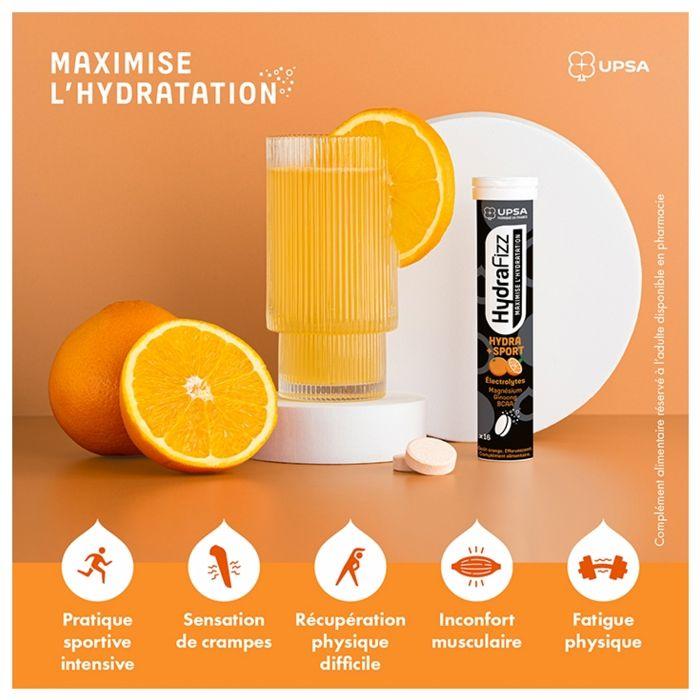 UPSA HydraFizz Sport Effervescent Tablets with Electrolytes, Orange Flavor