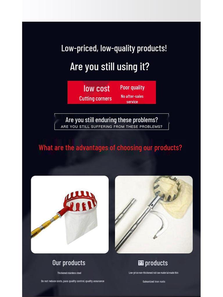 Telescopic Stainless Steel Fruit Picking Pole, Retractable & Super Hard for High-Altitude Toona Sinensis Harvesting