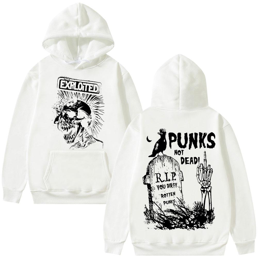 Rockband The Exploited Grafik-Hoodie Punks Not Dead Hoodies Herbst Winter Herren Damen Hip Hop Gothic Punk Übergroßes Sweatshirt