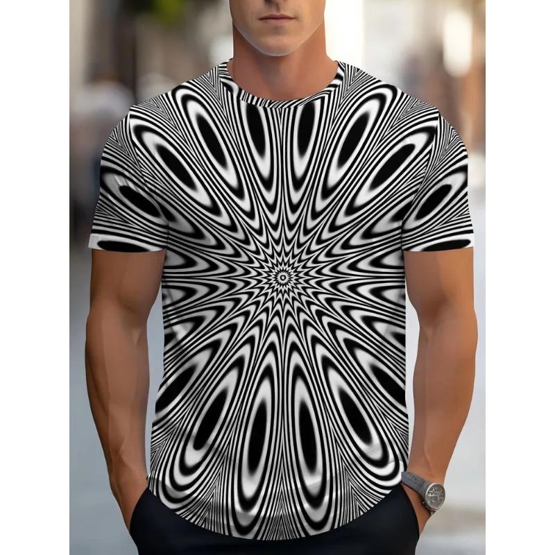 Tricou de vară pentru bărbați, cu gât rotund, imprimat 3D, modă, versatil, la modă, respirabil, casual