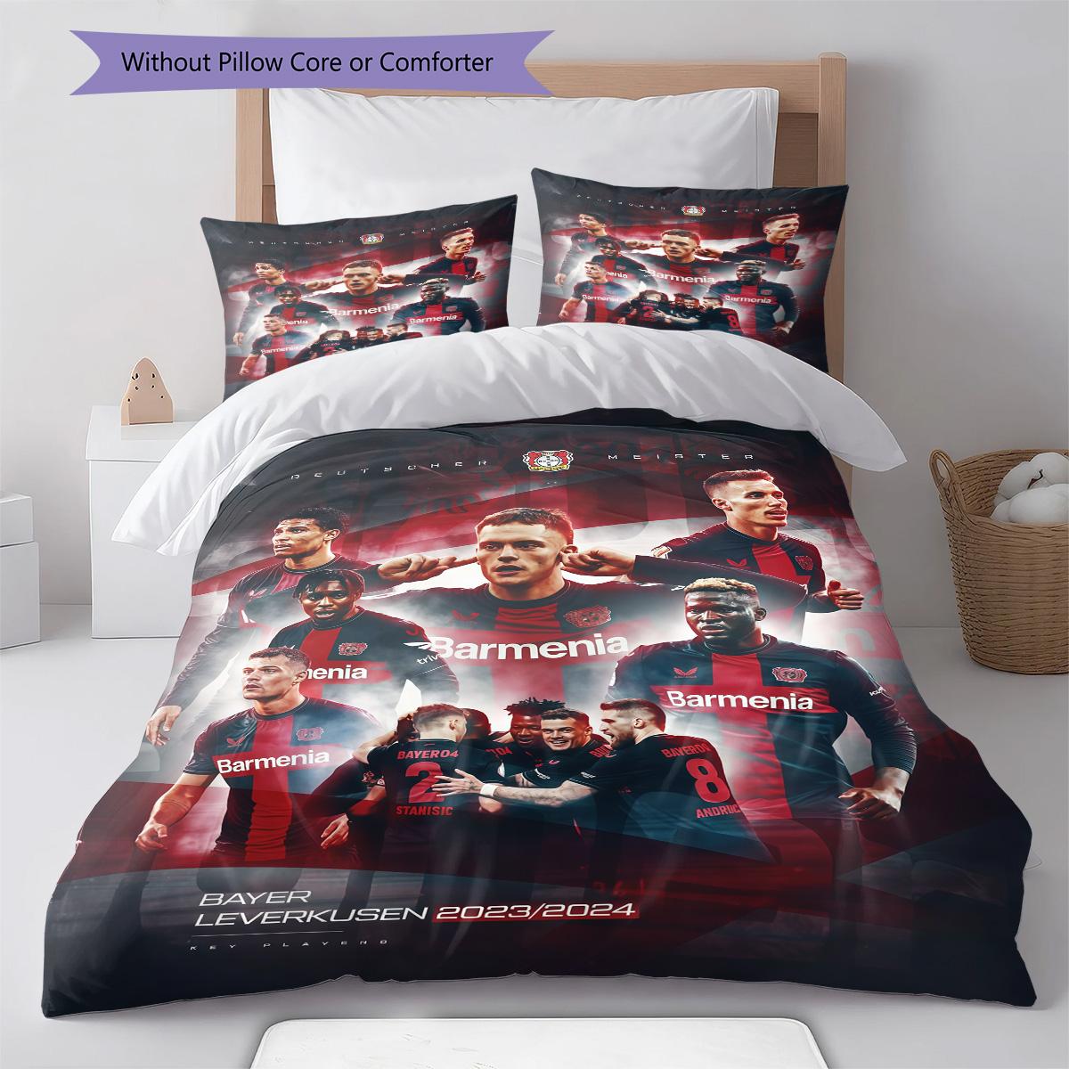 Bayer 04 Leverkusen RugPattern Bedding Quilt Set Quilt Cover Pillowcase Home Decoration Birthday Gift (1 * duvet cover + 2 * pillowcase, without core) 135x200cm