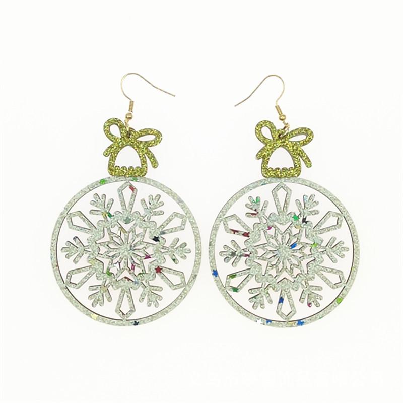 Christmas & New Year Leather Earrings: Colored Ball & Hollow Wood Dangles