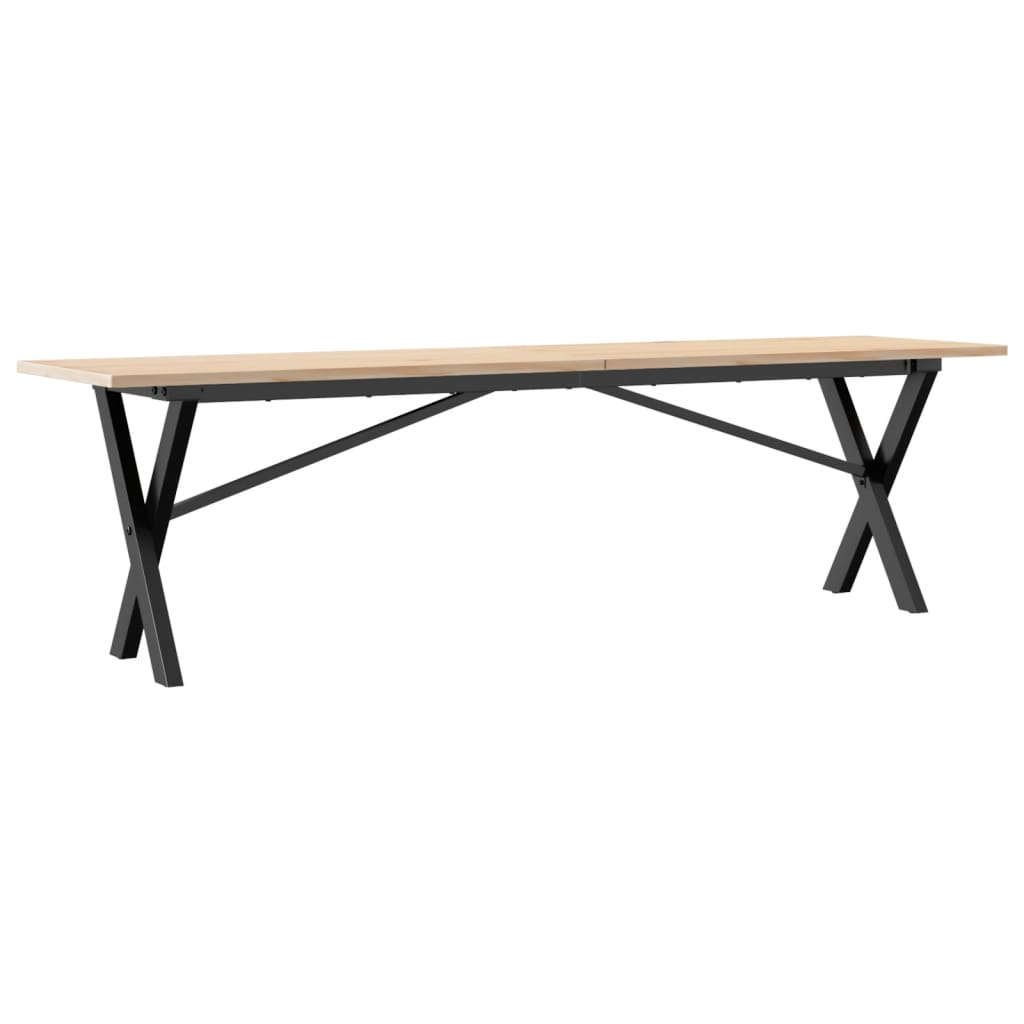 Coffee Table with X shaped Frame 160 x 40 x 45 cm Solid Pine Wood & Steel