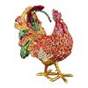 Hand-Painted Aluminum Rooster Jewelry Box With Rhinestone Decor Red Collectible Ornament Home Office Gift