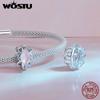 WOSTU 925 Sterling Silver Pink Couple Hearts Charm Star Bear Beads Dolphin Pendants Fit Original Bracelet DIY Jewelry