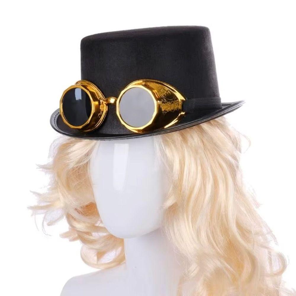 Magician Hat Steampunk Men Hat With Eyeglasses Cosplay Jazz Hat Retro Gothic Hat Men Women Unisex
