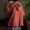 Vintage Wool V-neck Hooded Sweater in Orange