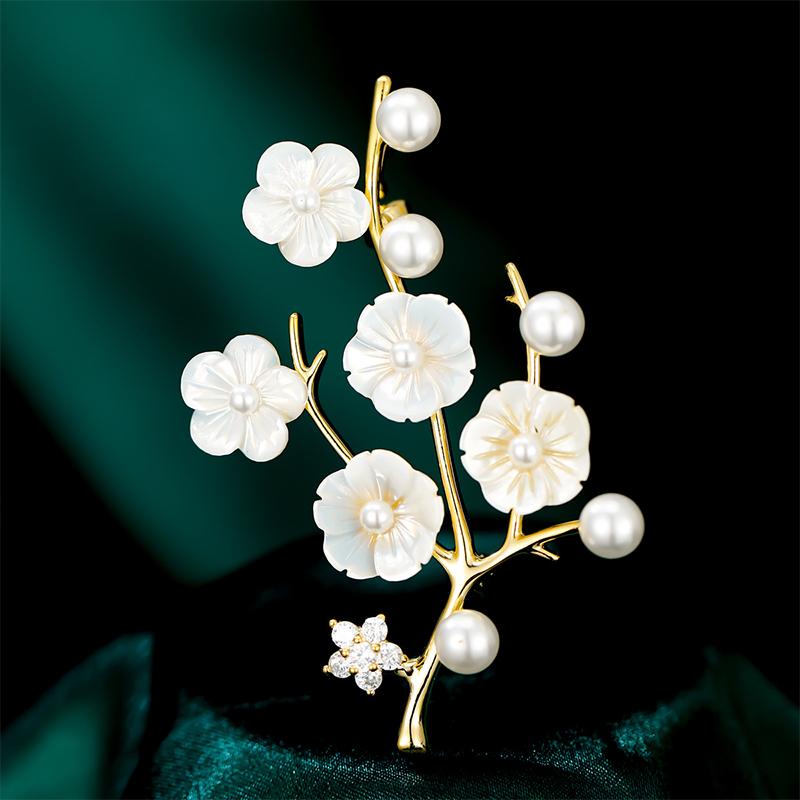 New Versatile Natural Shell Rose Brooch Mother Shell Flower Brooch Coat Suit Accessories
