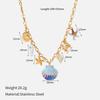 High-end light luxury ocean-style gold chain necklace for women, multiple pendants, shells, starfish, and bear fashion accessories