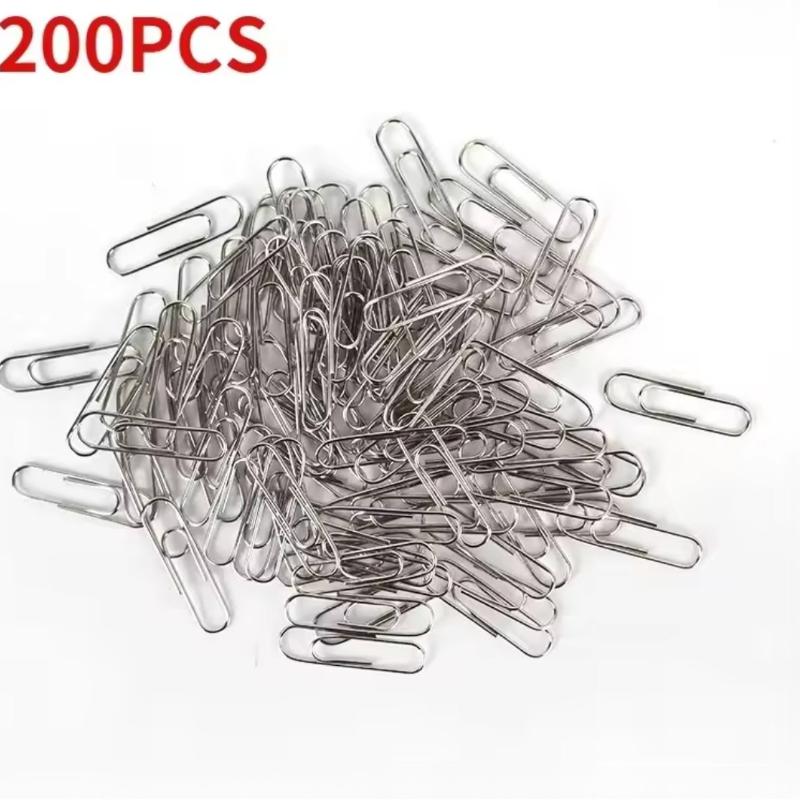 200pcs Paperclips Portable File Data Storage Paper Clips Stationery Office Binding Paper Clips Suitable for Office File Storage
