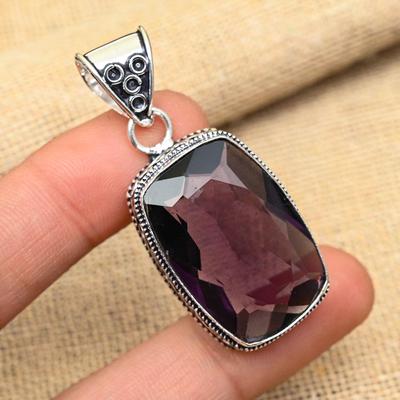 Erstaunlicher Amethyst-Edelstein, handgefertigter Schmuckanhänger aus 925er Sterlingsilber als Hochzeitsgeschenk
