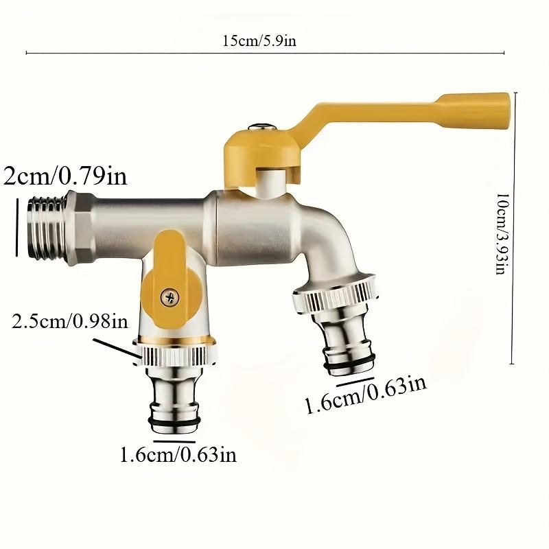 Heavy-Duty 304 Stainless Steel Garden Hose Faucet with Dual Outlet Single Hole Installation Compatible with Sprinklers Hose Guns