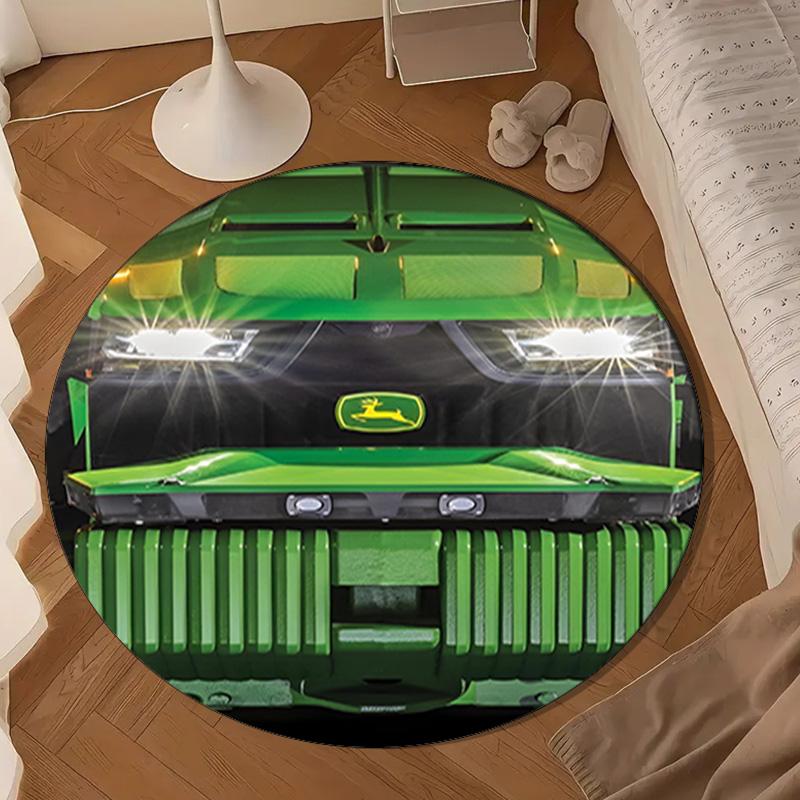 John Deere Logo Design Round Mat Home Decor, Chair Rug For livingroom,Bedroom, Doormat Home Decor Birthday Gift Christmas Gifts
