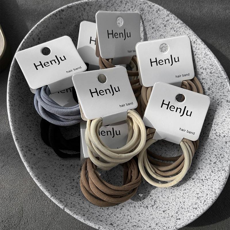 Solid Color Fabric Elastic Hair Band Six-piece Set Fashionable and Simple Elastic Hair Rope Niche Versatile Low Ponytail Headrope
