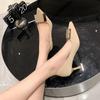 Shoes for Woman 2024 Office High Heels Women's Summer Footwear Pointed Toe Formal Black On Heeled Pumps Stylish Genuine Mark
