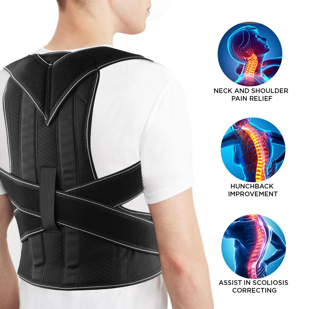 Adjustable Back Brace For Women Men Posture Corrector Lumbar Support Pain Relief Upper Lower Back Shoulder