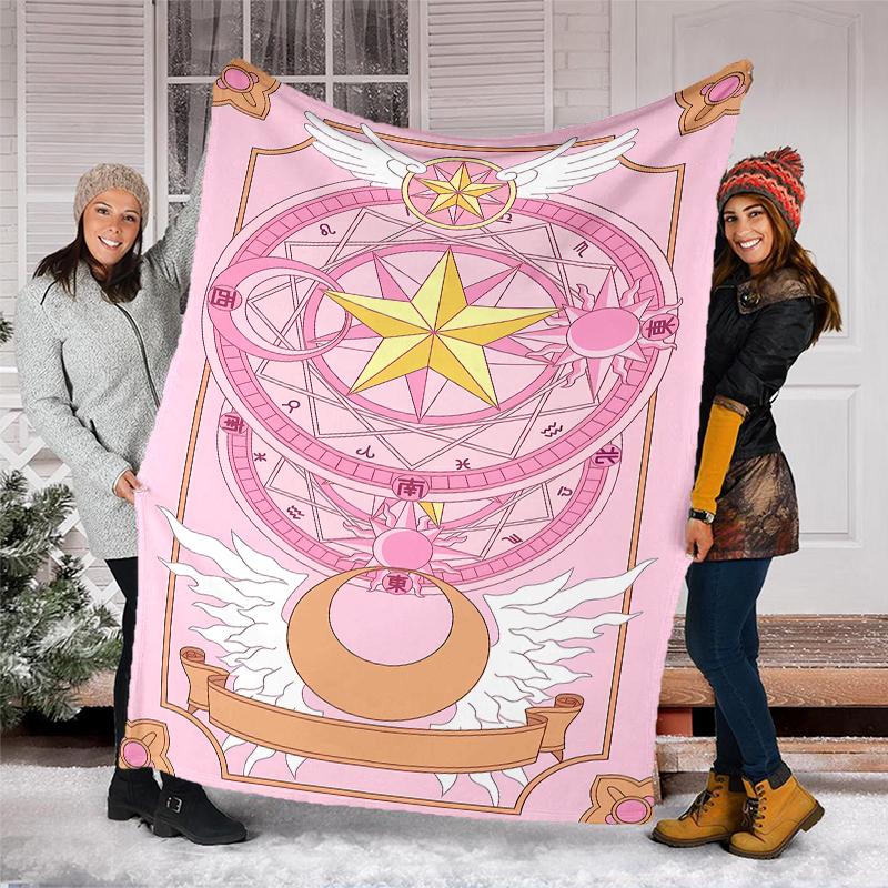 Sakura Kinomoto Theme Printed Blanket - Perfect for Couch, Bed, Travel & Outdoor Use | Machine Washable, Cozy & Durable.