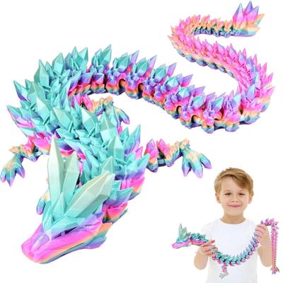 12 Inch Flexible 3D Printed Dragon With Eyes, Articulated 3D Printed Animals, 3D Printed Toys For Anxiety And ADHD Relief, Unique Home Decor