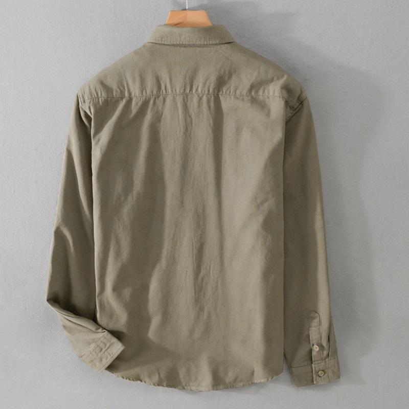 Camicia Casual Moda Gentiluomo Traspirante Puro Cotone Stile Britannico Outdoor Monocolore Slim Casual Manica Lunga Camicia in Cotone