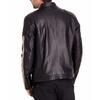 SKINOUTFIT Pánská bunda z pravé jehněčí kůže černá stylová motocyklová bomber biker svrchní oděv MJ 217