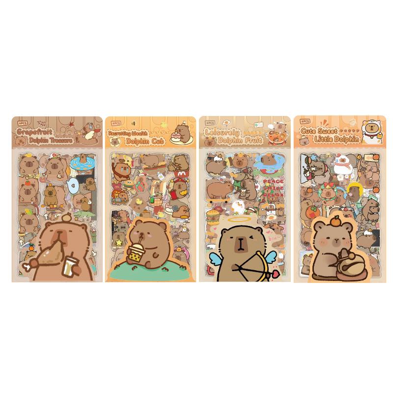 6 Sheets Cute Capybara Stickers - Transparent Waterproof for School Supplies, Planner & Journal