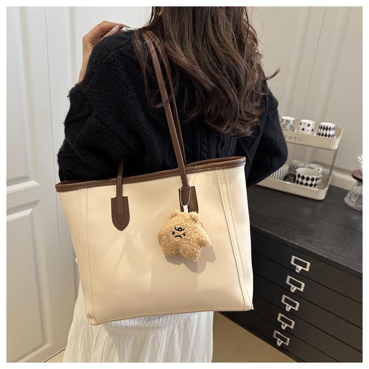 Simple Solid Color Armpit Bag for Women Large Capacity Vintage Style Shoulder Handbag