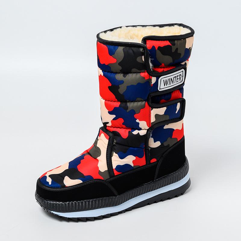 

Large Size Men s and Women s Color Snow Boots Warm Non-slip Boots Mid-high Shoes Winter Snow Shoes 45 червоний