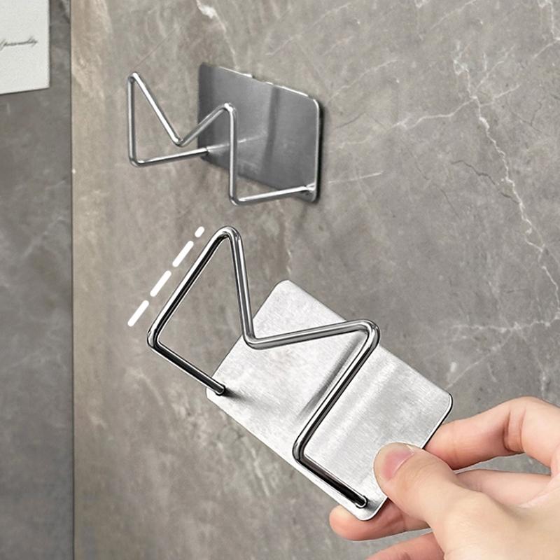 1Pcs Wall Mounted Hair Dryer Holder Hair Curler Straightener Stand Self Adhesive Stainless Steel Storage Rack Bathroom Organizer
