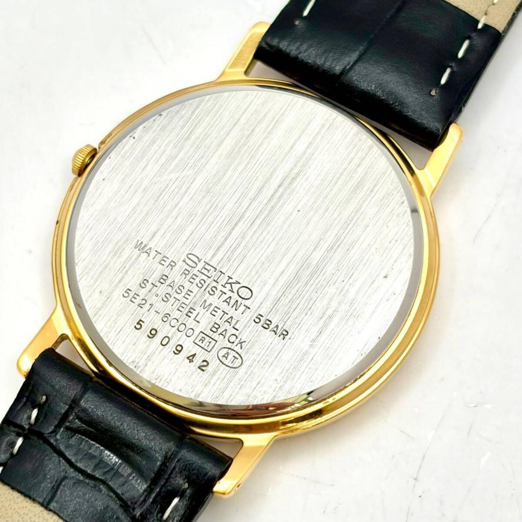 SEIKO Spirit Watch Gold 590942 New Strap New Battery Men's 5E21-6C00