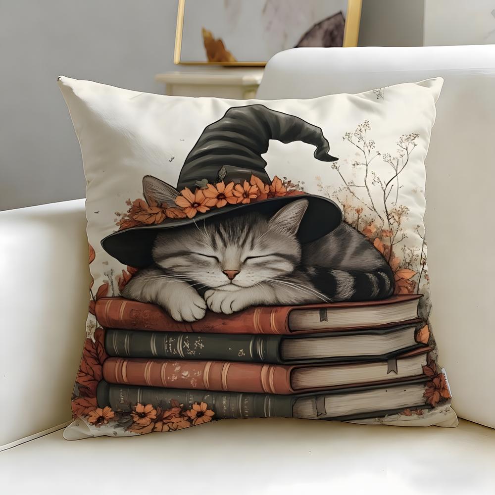 Classic Animal Cat Cushion Cover Soft & Easy-Wash Pillow Case – Versatile for Couch, Bed, Travel and Office