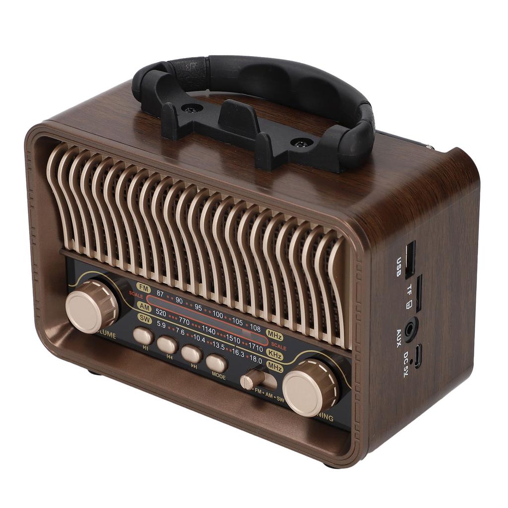 Retro Vintage Radio Portable AM FM SW Radio Bluetooth 5.4 1200mAh Battery with Antenna Type C AUX USB Port