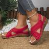Wedge Heel Thick Sole Hollow Light Soft Sole Velcro Explosive Sandals Women