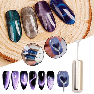 Heart Magnet Set Nail Art Tool with Y-Shaped Guide Magnetic Rods Cat Eyes Effect Professional Nail Design Kit for Home Salon