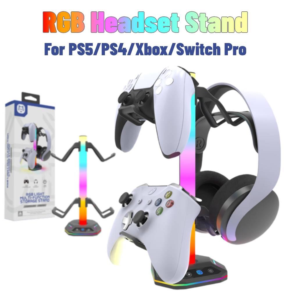 New RGB Headset Stand 9 Light Modes for Desk Controller Stand Hanger Headphone Holder for PS5/PS4/Xbox/Switch Pro Gamepad
