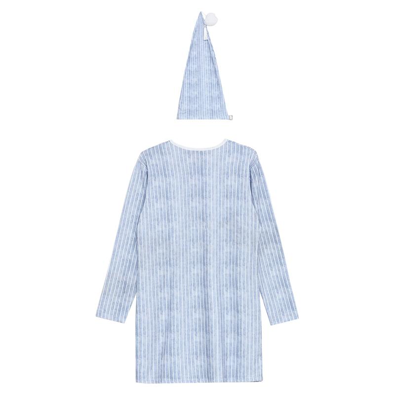 Boys Striped Soft Pajama Set Long Sleeve Loose Sleep Robe Nightgown with Adjustable Sleeping Cap Homewear for Christmas Xmas