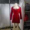 Spring women's dress temperament elegant square neck pearl lace short fashion dress